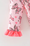 Bow printed baby onesie with fold over footie.  RPG62913 JEAN