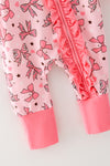 Bow printed baby onesie with fold over footie.  RPG62913 JEAN