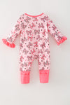 Bow printed baby onesie with fold over footie.  RPG62913 JEAN