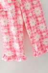Pink plaid daisy printed girls 2 piece set. OFG61878 AMY