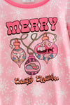 "Marry Country Christmas" Pink snowflake baby bodysuit. RPG62917 AMY