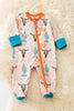 (WESTERN) Wild & Wanted ivory zip up baby onesie RPB50469 JEAN