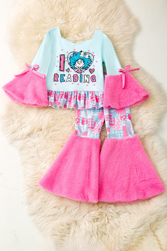 " I Love reading" Dr. S printed top & matching bottoms. OFG60192 jean