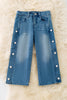 Side snap wide leg denim pants. PNG50369 SOL