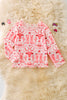Multi western pink  printed mesh long sleeve top. TPG50646 Jeann