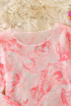 Pink cow skull, horse rider western printed mesh long sleeve top. TPG50649 JEANN