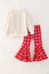 Cowgirl Christmas white ruffle hem top and red bottoms. OFG61880 SOL