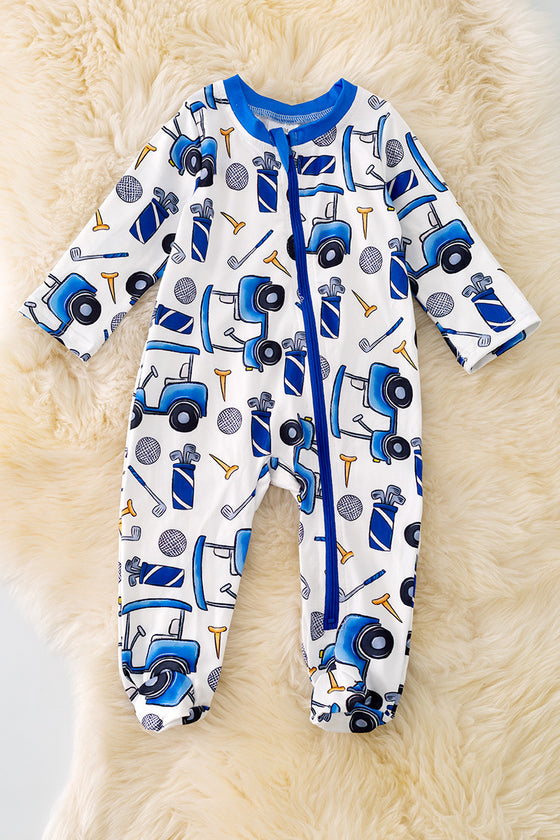 RPB40198 SOL: Golf printed boys baby onesie.