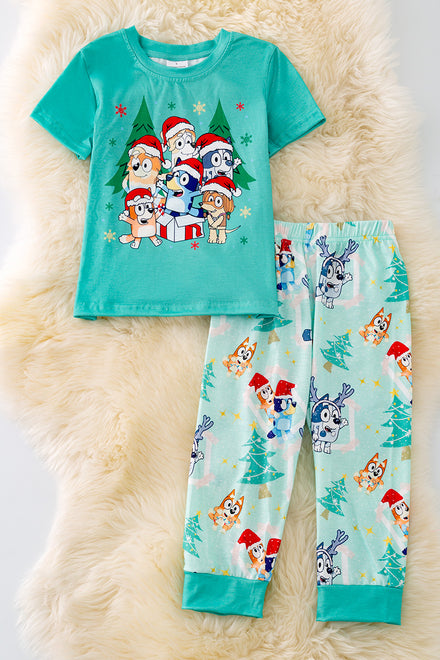 After Dark - Everyday Set <br> Kids Embroidered Cotton Notched Pajama Set