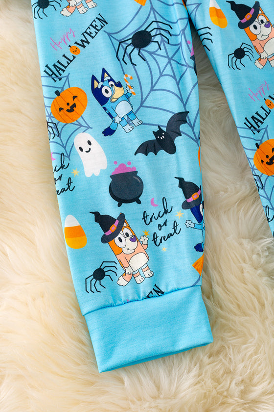 PJB40023 JEAN: Halloween character printed boys pajama set.