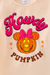 OFG41512 AMY: "Howdy pumpkin" Ivory printed top & bell bottoms.