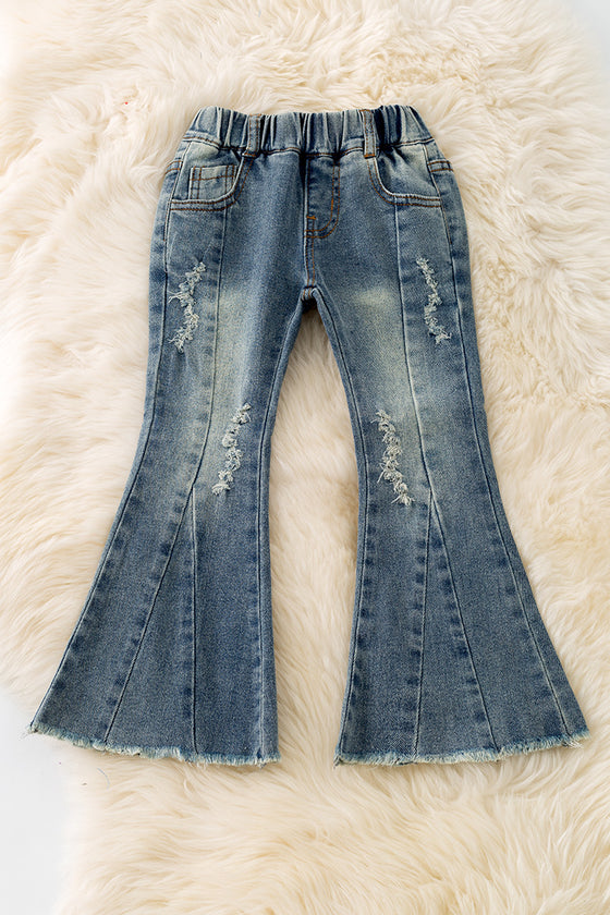 Stretchy waistband bootcut denim pants. PNG50263 AMY