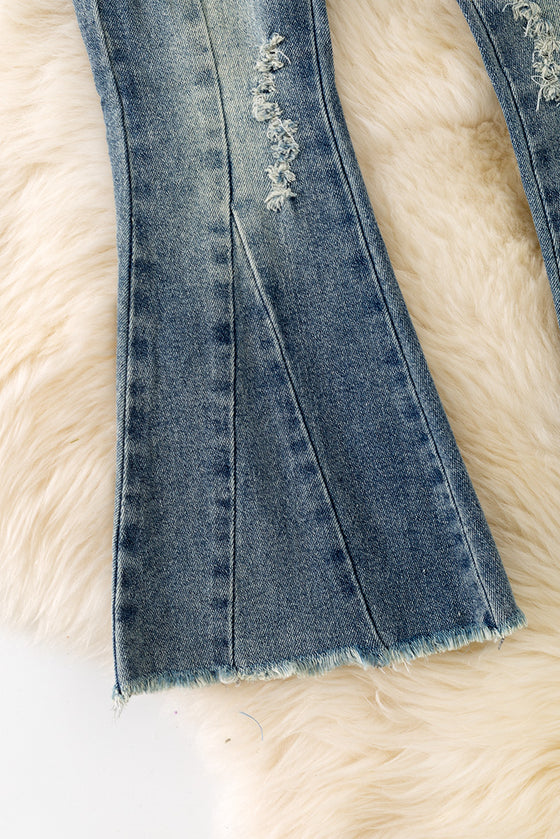 Stretchy waistband bootcut denim pants. PNG50263 AMY