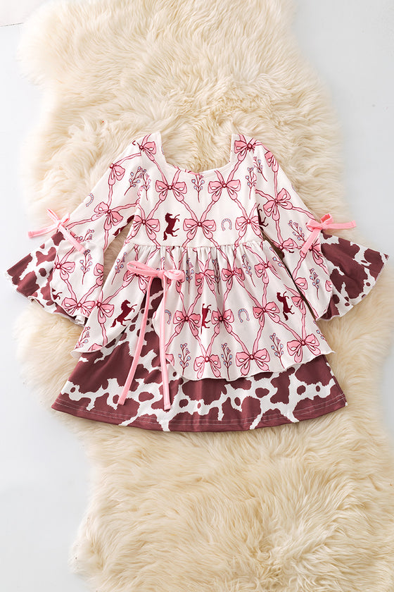 Coquette & Cow printed girls dress. DRG52449 AMY