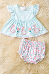 Easter bunny applique stripe tunic & baby bloomers. OFG60105 AMY