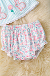 Easter bunny applique stripe tunic & baby bloomers. OFG60105 AMY
