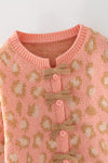 Coral animal print sweater w/front bows. TPG60522 AMY