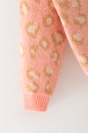 Coral animal print sweater w/front bows. TPG60522 AMY