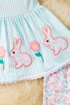 Easter bunny applique stripe tunic & floral leggings. OFG60106 JEAN