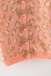 Coral animal print sweater w/front bows. TPG60522 AMY