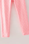 Pink polka dot tunic with pumpkin print and polka dot leggings. OFG62511 AMY