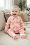 Creamy & pink pumpkin printed baby bodysuit. RPG64147 SOL