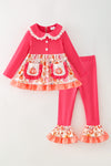 Fuchsia pumpkin printed tunic & pants. OFG62510 AMY