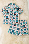 Western printed pajamas 2 piece set. PJG50694 sol