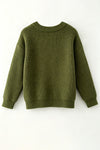 Olive green knit sweater w/ pumpkin embroidered. TPG60576 JEAN