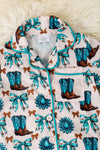Western printed pajamas 2 piece set. PJG50694 sol