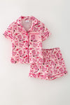 Boot printed button up pajamas set. PJG60364 SOL