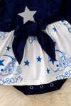 Navy blue D-cowboys printed onesie w/snaps. RPG41376 SOL