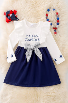  D-Cowboys long sleeve dress w/ sequins front bow. DRG43343AMY