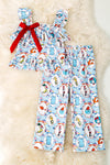Lt. Blue Dr. S character printed girls 2 piece set. OFG53495 SOL