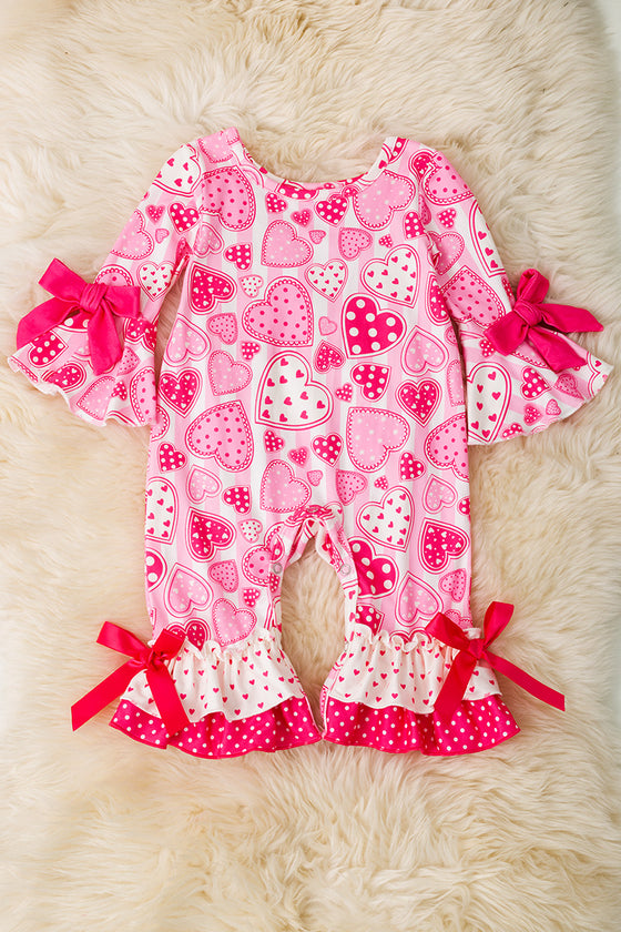 Multi-printed heart baby romper. RPG60192 AMY