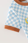 My first rodeo blue checkered with brown trim. RPB60576 JEAN