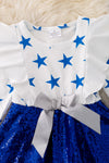 Star printed dress w/sequins skirt. DRG43342 JEAN