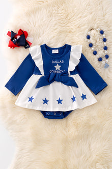  D-Cowboys printed onesie/dress with snaps. RPG41374 AMY