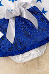 Star printed on white baby onesie w/sequins skirt. RPG41377 JEANNE