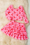 Cherry & stripe long sleeve top & skort. OFG60217 JEAN