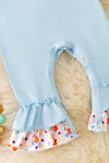 "BOO" Boo applique on Lt. Blue baby romper with floral trim. RPG51593 JEAN