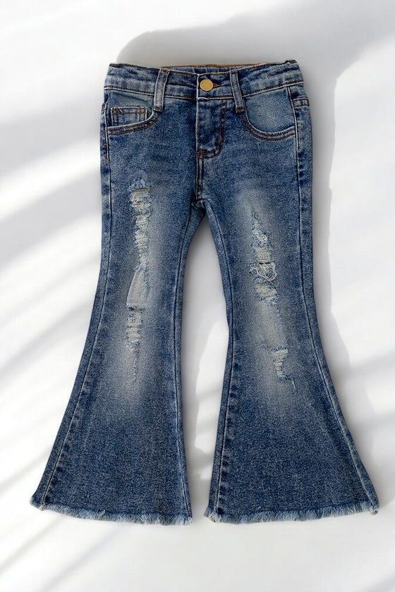 Bootcut Distressed denim jeans. PNG50026 AMY