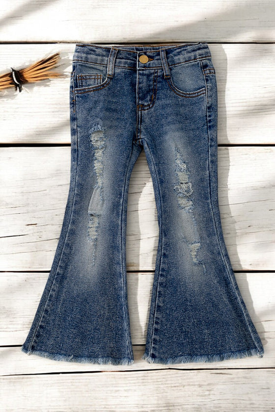 Bootcut Distressed denim jeans. PNG50026 AMY