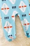 Mint aztec printed boys bodysuit with footie. RPB50422 SOL