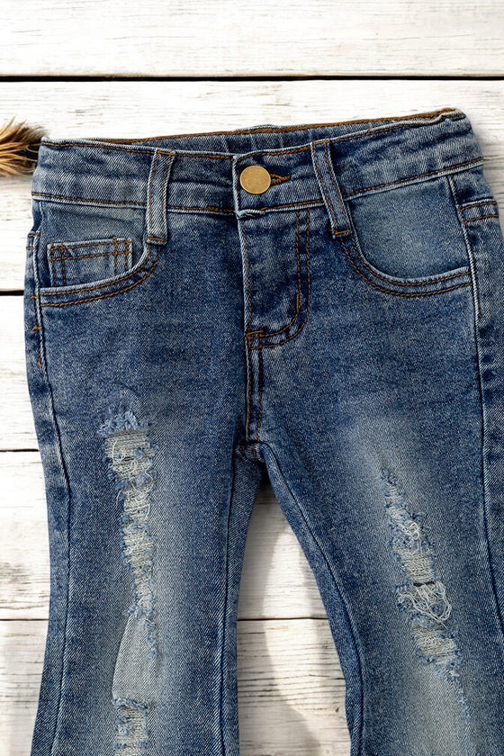 Bootcut Distressed denim jeans. PNG50026 AMY