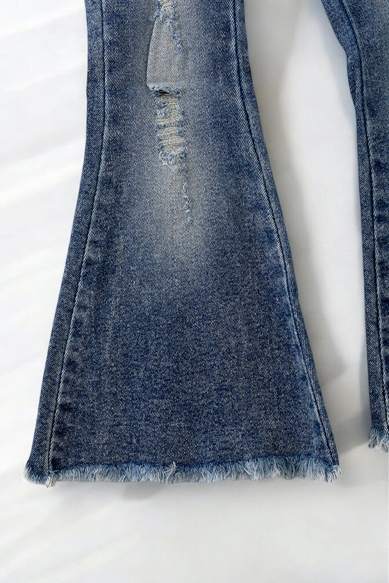 Bootcut Distressed denim jeans. PNG50026 AMY