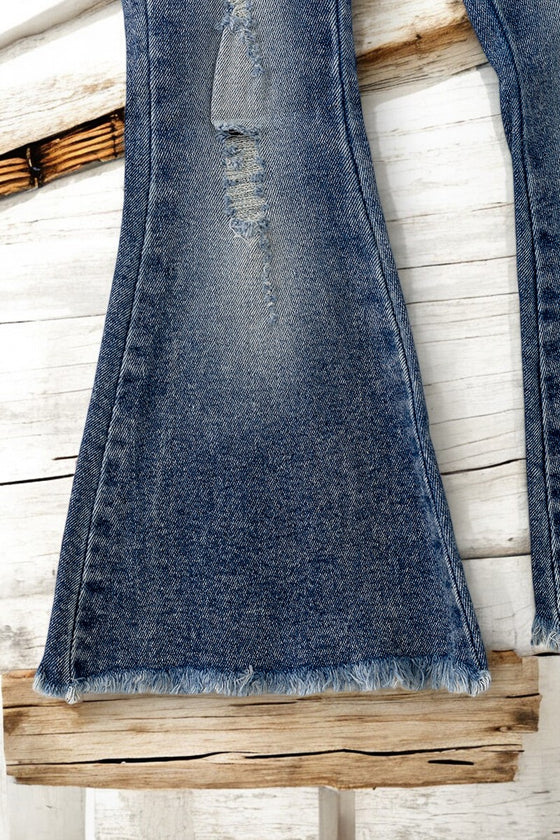 Bootcut Distressed denim jeans. PNG50026 AMY