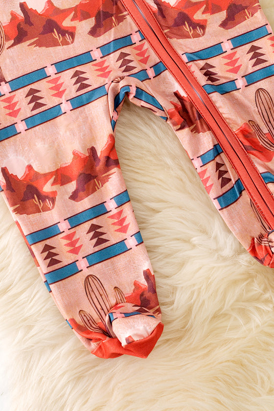 Dessert and aztec printed baby onesie with footie. RPG51310 AMY