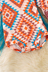Aztec & cow printed girls baby onesie with bell sleeves. RPG51902 AMY