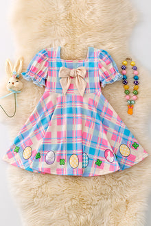  Easter egg & plaid printed flare dress. DRG43485 NAY